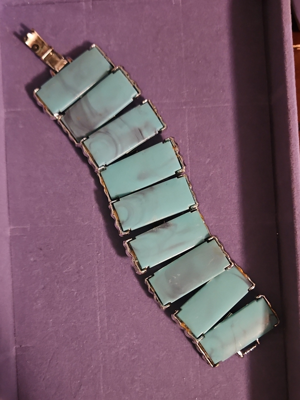 Turquoise Rectangular Link Bracelet - Women Jewelry